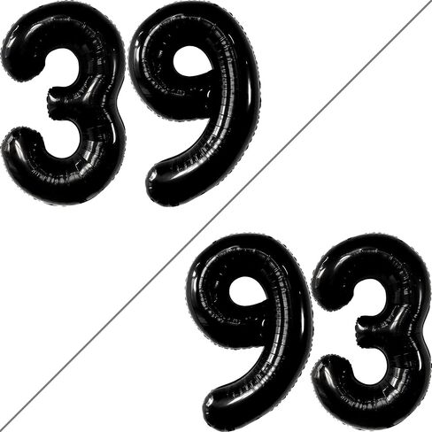 Katchon ، Big 39 Balloons Numbers Black - 40 inch | 39 عدد البالونات ، زينة عيد ميلاد 39 للرجال | 39 بالونات عيد ميلاد ، احباط أسود 39 بالونات لعيد الميلاد | 39 زخارف عيد ميلاد للنساء in Kuwait
