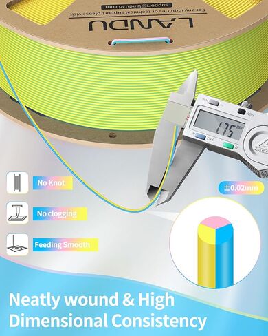 LANDU Silk Dual Color PLA Filament 1.75mm 1KG, 3D Printer Filament Dimensional Accuracy +/- 0.02mm, Coextrusion Filament PLA Shiny Filament Fits for Most FDM 3D Printers,1KG Spool (2.2lbs) Red Black in Kuwait