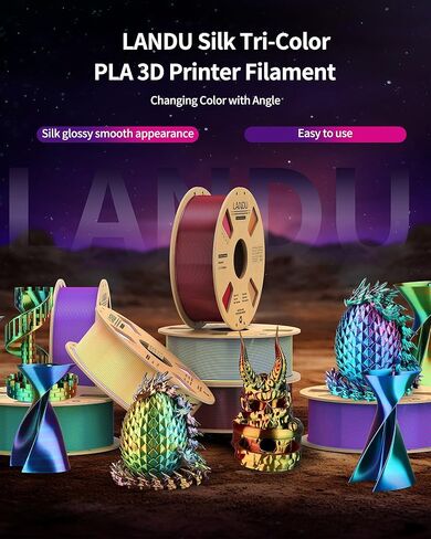 LANDU Silk Dual Color PLA Filament 1.75mm 1KG, 3D Printer Filament Dimensional Accuracy +/- 0.02mm, Coextrusion Filament PLA Shiny Filament Fits for Most FDM 3D Printers,1KG Spool (2.2lbs) Red Black in Kuwait