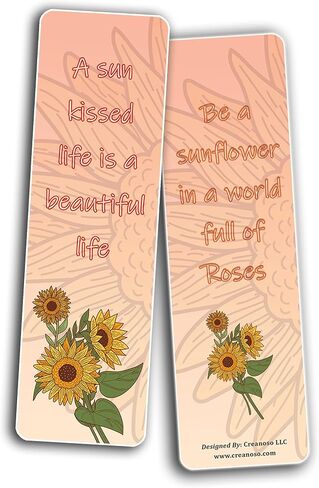 Creanoso Sunflower Themed Positive Quotes Bookmarks (2-Sets x 6 Cards) – Daily Inspirational Card Set – Interesting Book Page Clippers – Great Gifts for Adults and Professionals in Kuwait