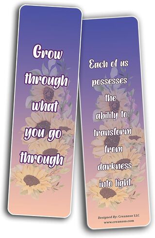Creanoso Sunflower Themed Positive Quotes Bookmarks (2-Sets x 6 Cards) – Daily Inspirational Card Set – Interesting Book Page Clippers – Great Gifts for Adults and Professionals in Kuwait