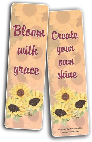 Creanoso Sunflower Themed Positive Quotes Bookmarks (2-Sets x 6 Cards) – Daily Inspirational Card Set – Interesting Book Page Clippers – Great Gifts for Adults and Professionals in Kuwait