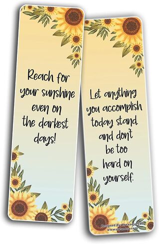 Creanoso Sunflower Themed Positive Quotes Bookmarks (2-Sets x 6 Cards) – Daily Inspirational Card Set – Interesting Book Page Clippers – Great Gifts for Adults and Professionals in Kuwait