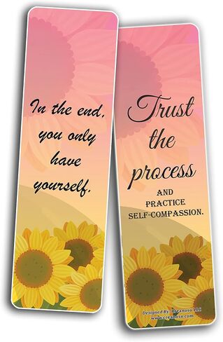 Creanoso Sunflower Themed Positive Quotes Bookmarks (2-Sets x 6 Cards) – Daily Inspirational Card Set – Interesting Book Page Clippers – Great Gifts for Adults and Professionals in Kuwait