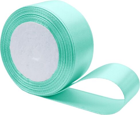 Mint Satin Ribbon 1 Inch x 25 Yards, Wedding Bouquet Ribbon Solid Color Ribbon for Gift Wrapping, Decorative Ribbon Party Ribbon for Crafts Wreaths Sewing Projects in Kuwait