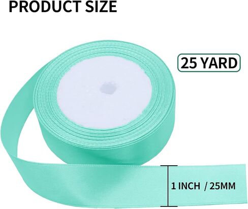 Mint Satin Ribbon 1 Inch x 25 Yards, Wedding Bouquet Ribbon Solid Color Ribbon for Gift Wrapping, Decorative Ribbon Party Ribbon for Crafts Wreaths Sewing Projects in Kuwait