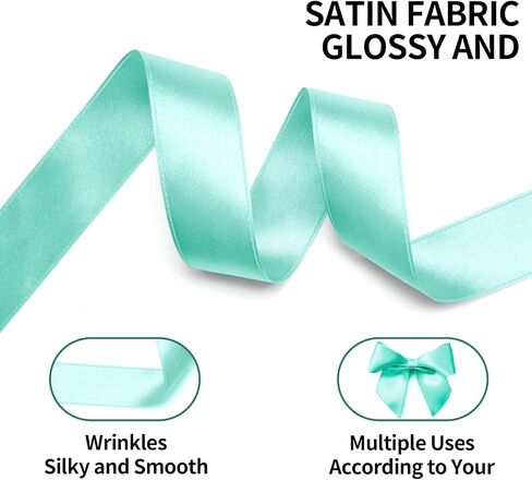 Mint Satin Ribbon 1 Inch x 25 Yards, Wedding Bouquet Ribbon Solid Color Ribbon for Gift Wrapping, Decorative Ribbon Party Ribbon for Crafts Wreaths Sewing Projects in Kuwait