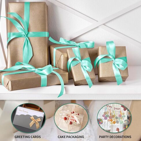 Mint Satin Ribbon 1 Inch x 25 Yards, Wedding Bouquet Ribbon Solid Color Ribbon for Gift Wrapping, Decorative Ribbon Party Ribbon for Crafts Wreaths Sewing Projects in Kuwait