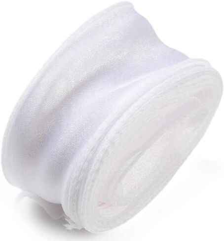 About 10 Yards 1.5 Inch Iridescent Organza Ribbon Transparent Fishtail Wired Ribbon White Sheer Mesh Glitter Yarn Ribbons Bulk for Sewing Making Craft Bouquet Gift Wrapping Decor DIY Supply in Kuwait
