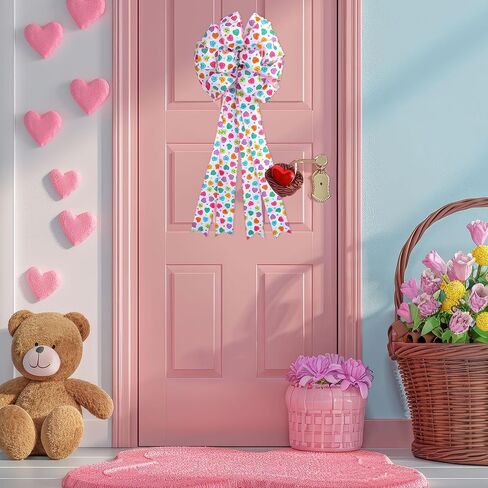 2 Roll Valentine's Day Conversation Heart Wired Edge Ribbon 2.5 Inch White Craft Ribbon Candy Heart Fabric Ribbon for Bow Wreath Gift Wrap Home Decor, 20 Yards in Saudi Arabia