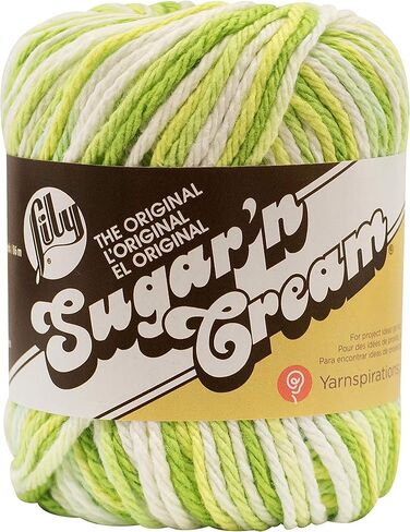 Lily Sugar 'N Cream The Original Ombre Yarn, 2oz, Gauge 4 Medium, 100% Cotton, Key Lime Pie - Machine Wash & Dry in Saudi Arabia