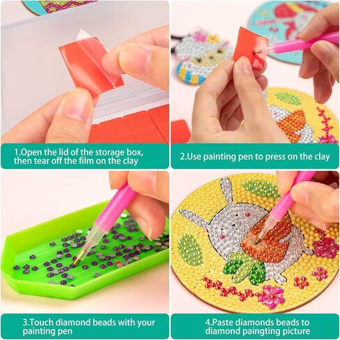 68Pcs Diamond Art Wax DIY Diamond Art Painting Glue Clay Wax, Red Diamond Art Wax Refills with Storage Box for Embroidery Accessories Tools Set, Diamond Dot Projects (1 in) in Saudi Arabia