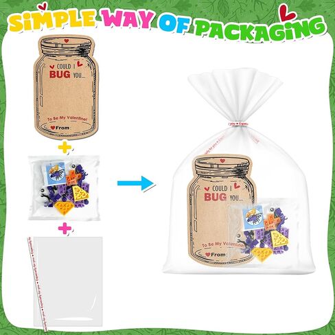 Valentines Day Cards for Kids - 24 Packs Insect Building Blocks with Valentines Day Cards, Valentines Gifts for School, Classroom Exchanges Gifts, Funny Party Favors for Kids, Boys, Girls in Saudi Arabia