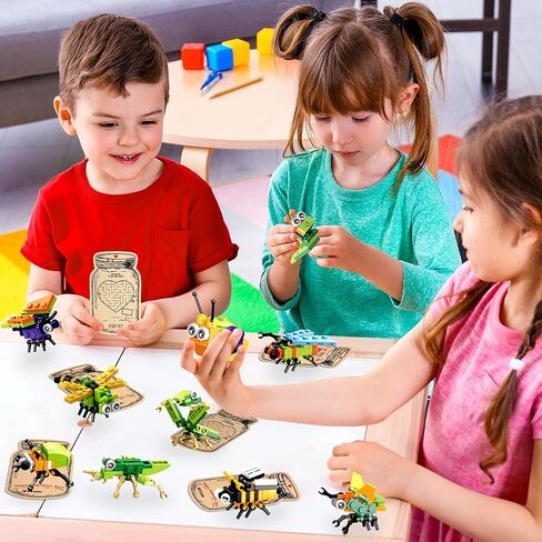 Valentines Day Cards for Kids - 24 Packs Insect Building Blocks with Valentines Day Cards, Valentines Gifts for School, Classroom Exchanges Gifts, Funny Party Favors for Kids, Boys, Girls in Saudi Arabia
