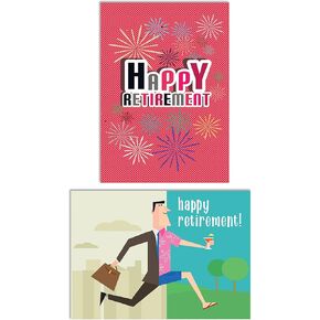 Better Office Products 2 Pack Retirement Cards with Envelopes, Congratulations On Your Retirement, Large Cards (5 x 7 Inch), 2 Distinct Cover Designs (Take It Easy Designs)