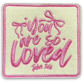 You are So Loved John 3:16 Patch 3 Inches Christian Religious Jesus Bible Verse Iron On/Sew On Embroidery Fabric Applique Patches for Trucker Hats Clothes Backpack DIY Accessories Friends Mom Gifts