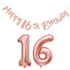 Sage Green Happy 16th Banner - Sage Green Number 16 Poil Balloons ، Sweet 16 عيد ميلاد زخارف لامع إكليل للفتيات الفتيان