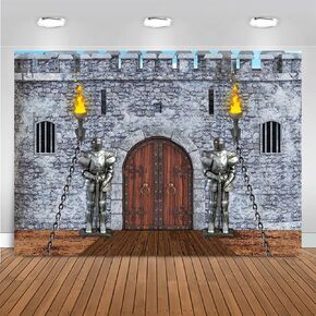 Mocsicka Medieval Knight Party Backdrop Gothic Castle Grey Stone Wall Background Medieval Knight Party Decoration Banner Castle Backdrop for Birthday Party (Grey, 7x5ft(82''x60''))