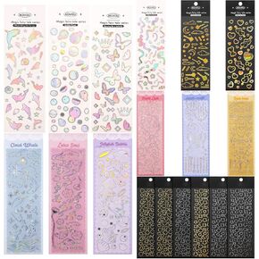 Gersoniel 18 Sheets Scrapbook kpop ملصقات لاصقة ديكور y2k shinny الكورية الملصقات الكورية للمعارك الضوئية الفراشة النجمة القمر مقاوم للماء مخطط ديكورنر in Kuwait