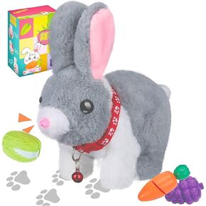Walking Bunny Toys for Kids, Bunny Stuffed Animal Interactive Electronic Toys, Swinging Ears, Twitching Mouth and Nose, Easter Christmas and Birthday Gift, Suitable for Toddlers 3, 4, 5, 6, 7Years Old in Saudi Arabia