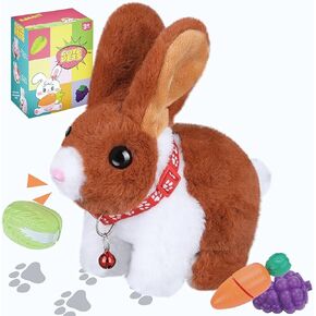 Walking Bunny Toys for Kids, Bunny Stuffed Animal Interactive Electronic Toys, Swinging Ears, Twitching Mouth and Nose, Easter Christmas and Birthday Gift, Suitable for Toddlers 3, 4, 5, 6, 7Years Old