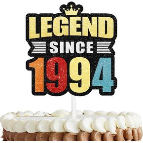 Gold Glitter Cake Topper Cheer to Legend Since 2004 Crown Theme Party Decorations Men Boys Happy 21st Birthday Party Decor Supplies