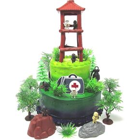 Battle Crusade Survival Royale Gaming Themed Cake Topper with Battle Figures and Resource Themed Accessories
