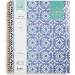 Blue Sky Day Designer 2025 Weekly and Monthly Planner Calendar, January 2025 - December 2025, 8.5" x 11", Flexible Frosted Cover, Wirebound, Storage Pocket, Tile