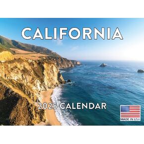 California Calendar 2025 Monthly Wall Calender 12 Month | American Made In The USA