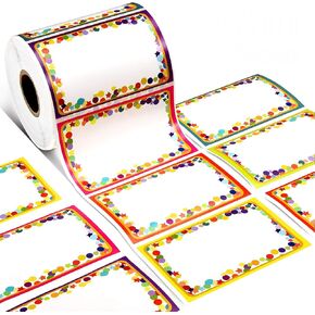 Outus 500 Pcs Confetti Name Tags Tickers 3.3 x 2.2 Inch Removable Name Tags Colorful Christmas Gift Labels Sticky Name Tags Labels Name Tag Stickers for Gift Family Home Office School