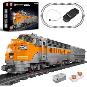 Mould King 12018 Train Building Block Kits, MOC EMD F7 Internal Combustion Locomotive Model Building Blocks Set, Gift for Kids Age 8+/Adult (1541 Pieces, with Rail/Motor, APP Remote Control)