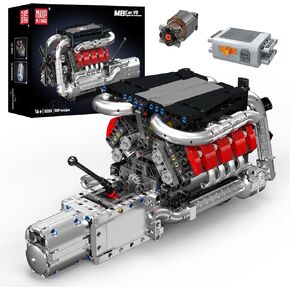 Mould King 10203 V8 Engine Building Blocks Sets, Build a Engine Model Kit That Runs, MOC Engineering Model Building Kit, STEM Engineering Toys for Kids, 1169 PCS Mini Engine Building Blocks for Adults