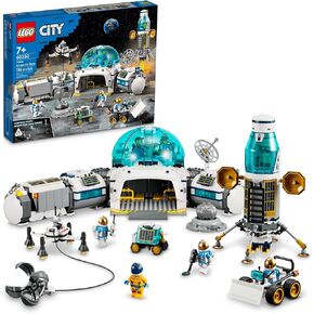 LEGO City Lunar Research Base Outer Space Toy for Kids who Love Space 60350, NASA Inspired Lunar Lander, Rover and Moon Buggy with 6 Astronaut Minifigures, Ages 7 Plus