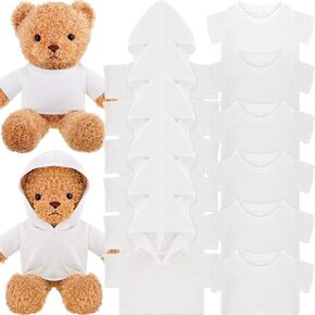 12 PCS Stuffed Bear Clothes Sublimation Stuffed Animal T-Shirt Doll Tshirts Blank Plush Bear Hoodie Fit 14-18 Inches Stuffed Bear Doll