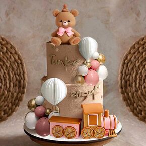 JeVenis Luxury Baby Bear Shower Cake Topper - Bears Train & Birthday Cake Decoration