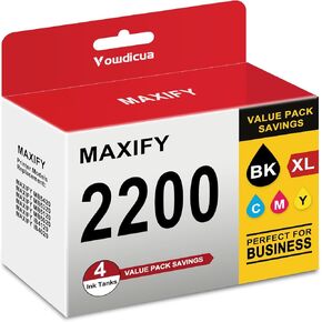 PGI-2200XL Ink Cartridges 4-Pack (Black,Cyan,Magenta,Yellow) Compatible 2200 Ink Cartridges Replacement for Canon Maxify 2200XL Ink cartridges Maxify MB5320 IB4120 IB4020 MB5020 MB5420 MB5120 Printer