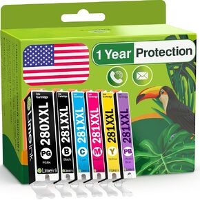 Limeink Compatible Ink Cartridge Replacement for PGI-280XXL CLI-281XXL 280 XXL 281XXL for Canon Pixma TS8100 TS8120 TS8200 TS8220 TS8222 TS8300 TS8320 TS8322 TS9100 TS9120 Printers (6 Pack)