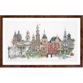 Thea Gouverneur - Counted Cross Stitch Kit - Amsterdam - Aida - 18 Count - Embroidery Kit for Adults - DMC Embroidery Threads and Other Cross Stitch Supplies Included - 450A in Kuwait
