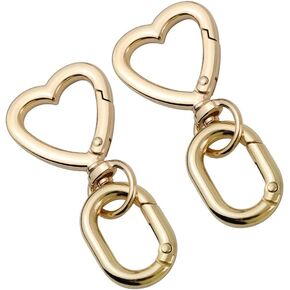 2 sets Metal Heart Swivel Spring Clasps Carabiner Buckle Key Chain Hook for Handbag DIY Bags Key Rings and Craft Making