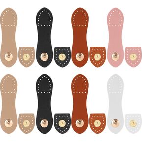 Piriuuo 8 Sets Leather Snap Buckles, Sew On Leather Purse Closure Fasteners Colorful Leather Tab Closures for Leather Purse Wallet Bags Cell Phone Case Jacket Notebook DIY Craft