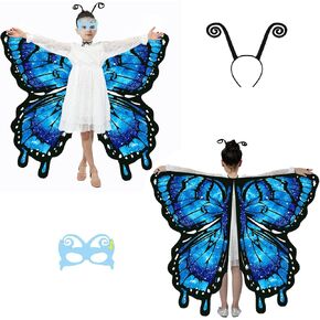 Double-Sided Butterfly Costume for Girls Kids, Butterfly Wings Cape Shawl Girls Halloween Costumes