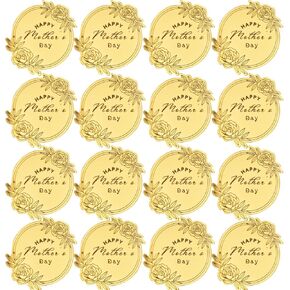 16 Pcs Happy Mother's Day Round Cupcake Topper Gold Flower Mother's Day Cupcake Decoration Mirror Acrylic Cake Disc for Mother’s Day Women's Day Party Decoration