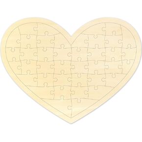 Blank Puzzle Heart Shape with 40 Pieces, Blank Heart Wooden Jigsaw Puzzles with Tray for Crafts & DIY, Custom Puzzle 11.2x8.4 Inches 1 Pack