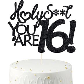 50 Birthday Cake Toppers - Black Glitter Fifty Toppers for 50th Birthday Decorations
