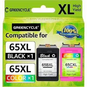 greencycle Remanufactured Ink Cartridge Replacement for HP 65 65xl Compatible for Envy 5055 5052 Deskjet 2655 3755 2622 2624 3758 3752 3732 3730 3722 3721 Printer (2 Pack, Tri-Color)