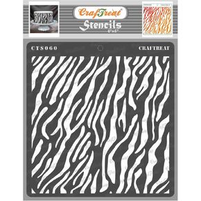 CrafTreat Reusable Zebra Print Stencil for Crafts Vintage - Zebra Skin - Size: 6X6 Inches - Zebra Pattern Stencil for Furniture Painting - Animal Print Stencils for Painting on Fabric