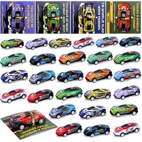 Valentines Day Cards for Kids School 24 Pcs Pull Back Cars with Cards, Valentine's Day Greeting Cards with Racing Cars Toys, Party Favor for Boys Girls, Ideal Gifts Exchange Cards for Classroom