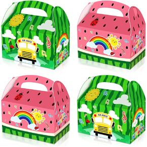 16 Pcs Cartoon School Bus Melon Party Favors - Candy & Goodie Gift Boxes - Birthday Party Supplies