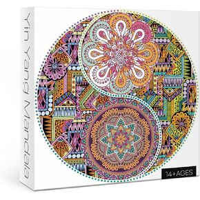 Ying Yang Zen Mandala Puzzles for Adults, Flower Jigsaw Puzzles 1000 Pieces, Round Colorful Mandala Puzzle for Home Decor