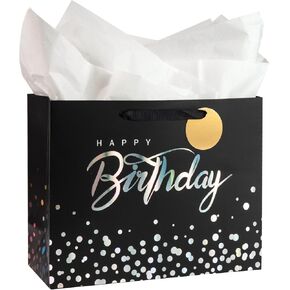 Loveinside Colorful Birthday Gift Bag, Balloons Pattern with HAPPY BIRTHDAY Text, Matching Tissue Paper, Greeting Card and Tag, Ideal for Kids' Birthday Gifts, 13" x 5" x 10", 1 Pcs in Kuwait